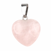 Vedhæng hjerte af naturlig Rosa kvarts. 16 mm